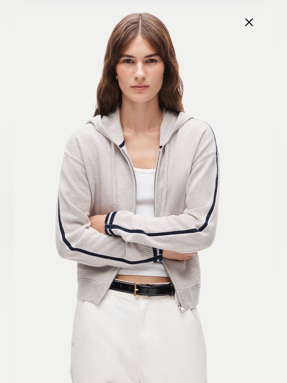 J. Crew Cashmere full-zip hoodie with tipping